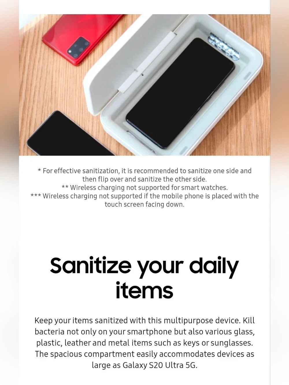 UV Sanitizer with Wireless Charging White